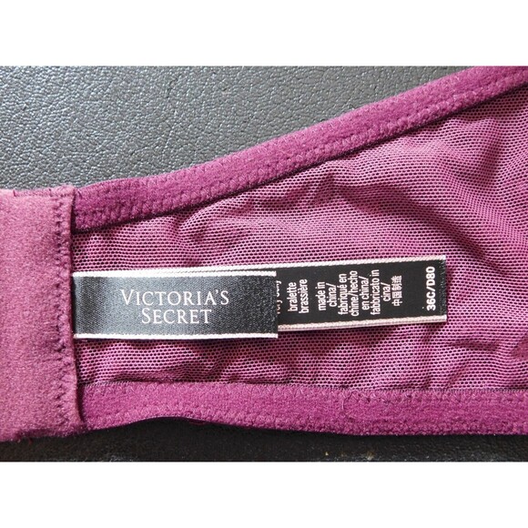 Victoria's Secret Bralette Purple Lace Bra Underwire Sheer Front Halter Size 36C - Picture 7 of 14